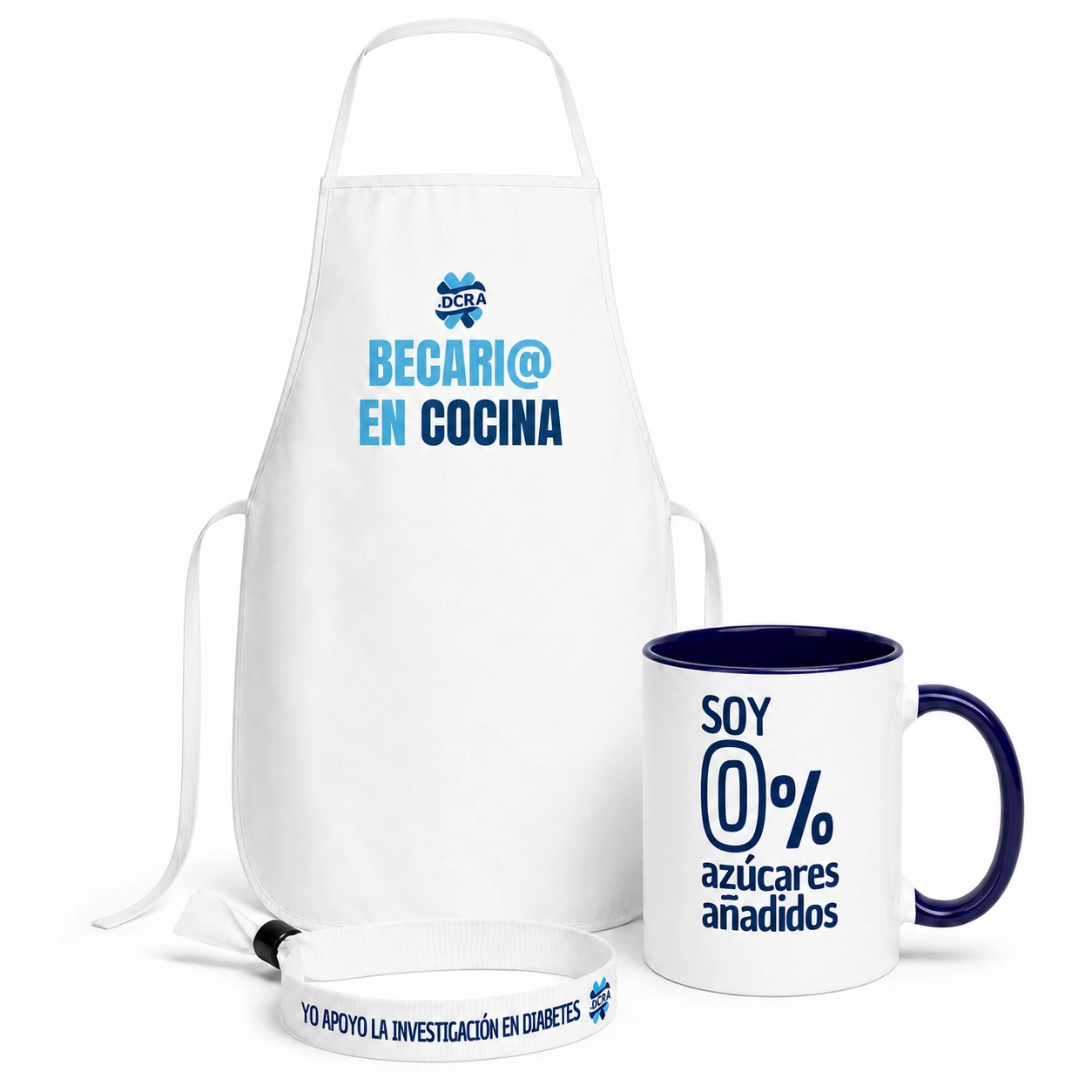 Pack DCRA “Cocina con propósito”: delantal, taza y pulsera solidaria